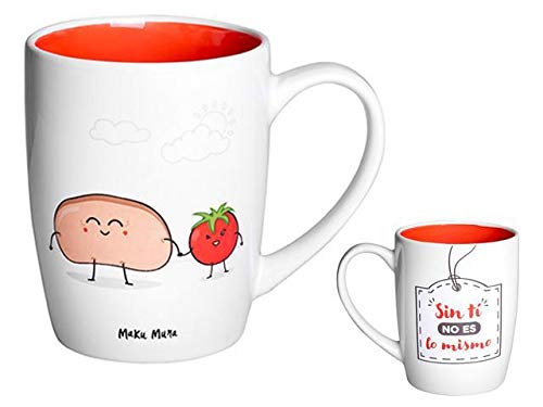 MAKUMURA Tazas de Desayuno Originales y Divertidas-Taza con Mensaje Gracioso - Cerámica 330 ml (Sin ti no es lo Mismo)