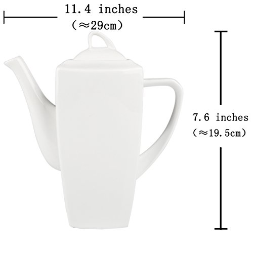 MALACASA, Series Blance, 1 pieza 8,5"(de carpintero) cafetera tetera de Porcelana Marfil con tapa (29 * 10 * 19.5 cm)