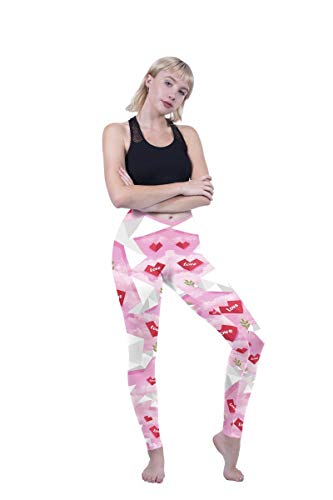 Mallas de yoga Kukubird, con un estampado bonito, elásticas, ideales para gimnasio, fitness, correr, tallas, tallas 36-40 Palomas de amor de Origami Talla única