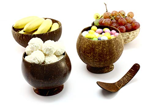 Mama Tura Coconut Cups | 2 Grandes Coco Cuencos de Postre, Vidrio de cóctel Beach Party Hawaii | 100% Natural, 2 Unidades