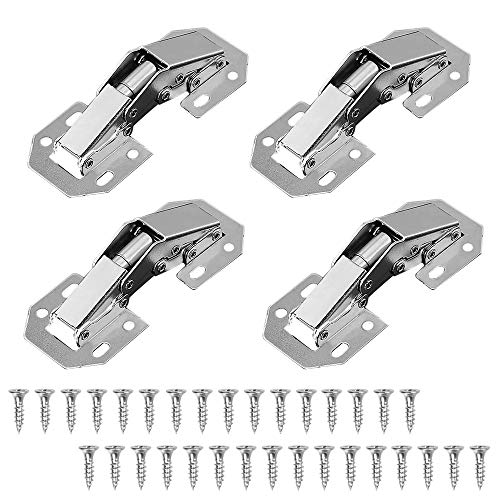 ManLee 4pcs Muebles Bisagras Puertas Cocina de Acero con Tornillos Kitchen Bisagra 90° para Puerta Sin Ruido Bisagra Atornillable de Puerta con Amortiguación para Gabinete Armario Esquina