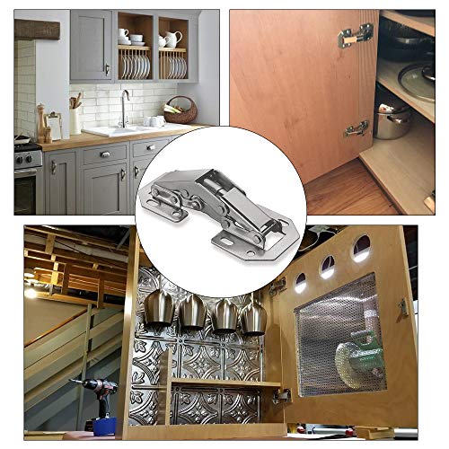 ManLee 4pcs Muebles Bisagras Puertas Cocina de Acero con Tornillos Kitchen Bisagra 90° para Puerta Sin Ruido Bisagra Atornillable de Puerta con Amortiguación para Gabinete Armario Esquina