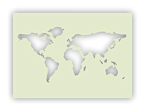 Mapa del Mundo Mylar plantilla A2, 594 x 420 mm pared muebles Art