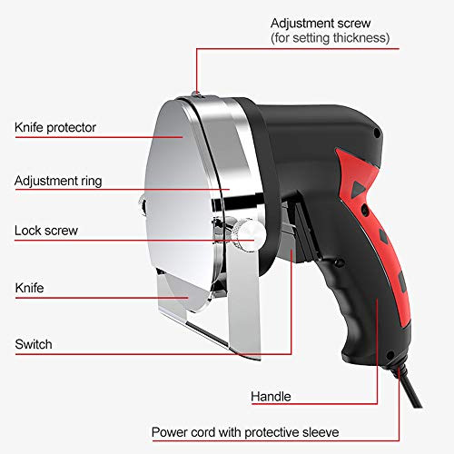 MaquiGra Cortadora de Carne Barbacoa Turca Eléctrica Portátil Rebanadora Kebab Profesional Cuchilla de Acero Inoxidable Grosor de Corte Ajustable 0-8mm Uso Comercial o Doméstico (Modelo 2 Rojo)