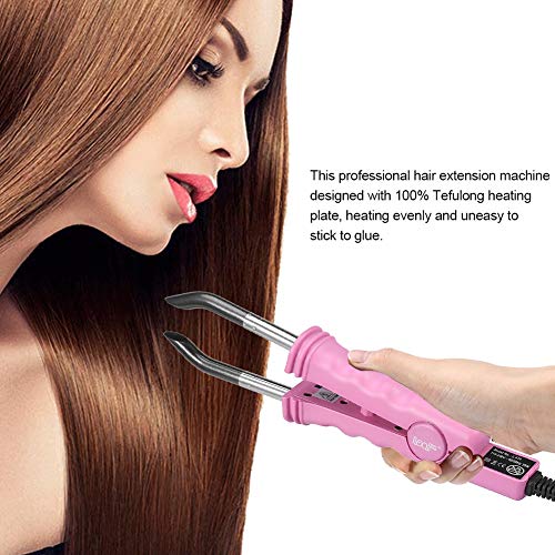 Máquina del conector de la extensión del pelo, herramientas profesionales del conector de la peluca de la herramienta del hierro del salón, Styler del pelo con modo de temperatura constante(rosa)