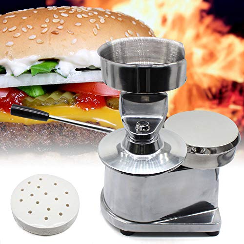 Máquina para hacer hamburguesas con 500 discos de corte, Prensa para Hamburguesas (Acero Inoxidable, Uso Privado, Patas de Goma, 13 cm, Incluye 500 Hojas de separación antiadherentes)