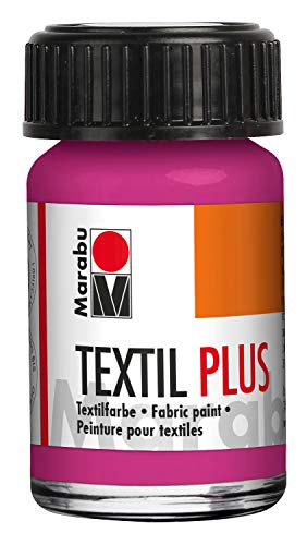 Marabu 17150039005 Textil Plus - Pintura Textil (Opaca, para Tejidos Oscuros, Adecuada para Pinturas y Impresiones de Tela, Lavable hasta 40 °C, 15 ml), Color Frambuesa