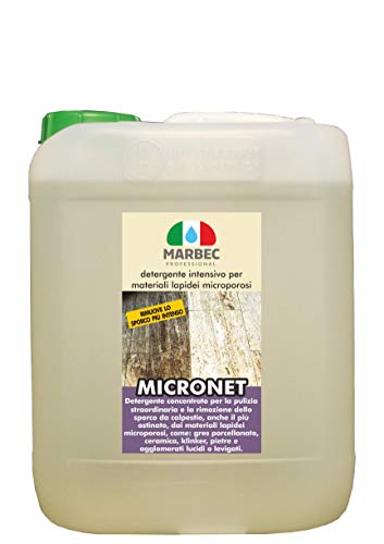 Marbec - MICRONET 5LT | Detergente para la limpieza extraordinaria y la eliminación de suciedad intensa por pisoteo en gres porcelánico, cerámica y piedras microporosas