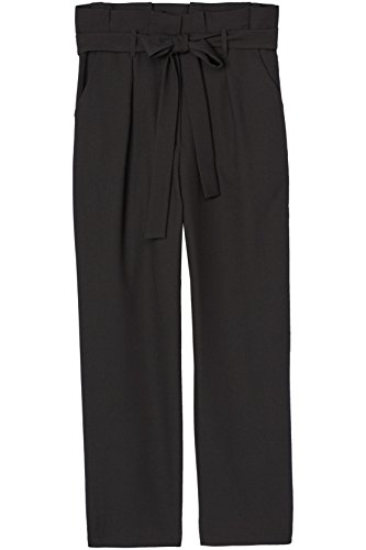 Marca Amazon - find. Check Paperbag Waist, Pantalón de Cuadros con Cintura de Fuelle Mujer, Negro, 38, Label: S