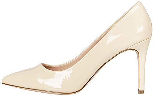 Marca Amazon - find. High Heel Point Court Zapatos de tacón con Punta Cerrada, Beige (Beige (Nude), 39 EU