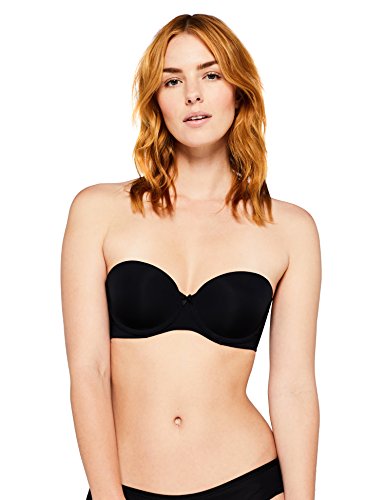 Marca Amazon - IRIS & LILLY Sujetador Preformado con Tirantes Extraíbles Body Smooth para Mujer, Negro (Black), 90C (Talla del fabricante: 34C)