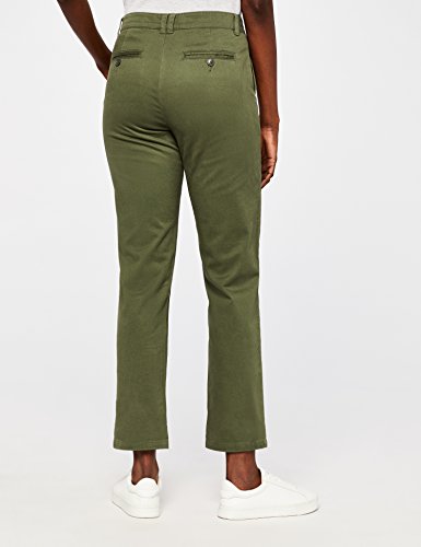 Marca Amazon - MERAKI Pantalones Chinos Estrechos Mujer, Verde (Winter Moss: 18-0523 Tcx), 38, Label: S