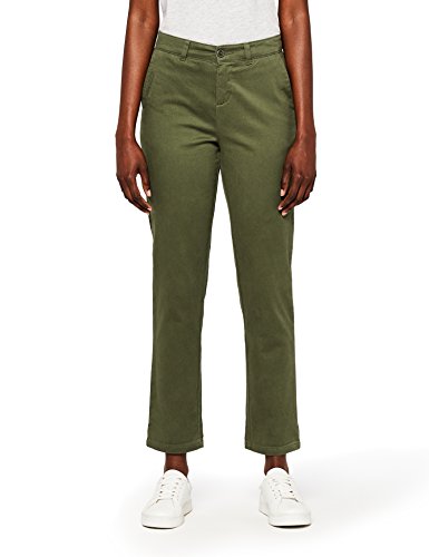 Marca Amazon - MERAKI Pantalones Chinos Estrechos Mujer, Verde (Winter Moss: 18-0523 Tcx), 38, Label: S