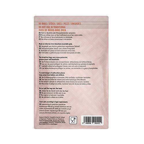 Marca Amazon - Solimo Bolsas para Desayuno - 60 bolsas de papel (19 cm x 20 cm)
