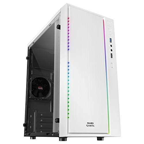 Mars Gaming MCM, Caja PC MicroATX Compacta, 16Modos ARGB, Ventilador 8cm, Blanco