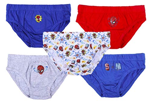 Marvel Spiderman Calzoncillos para Niños, Pack de 5, Calzoncillos de Algodón 100% Suave, Boxers Cortos, Ropa Interior para Niños, Tallas 2 a 6 Años (4 Años)