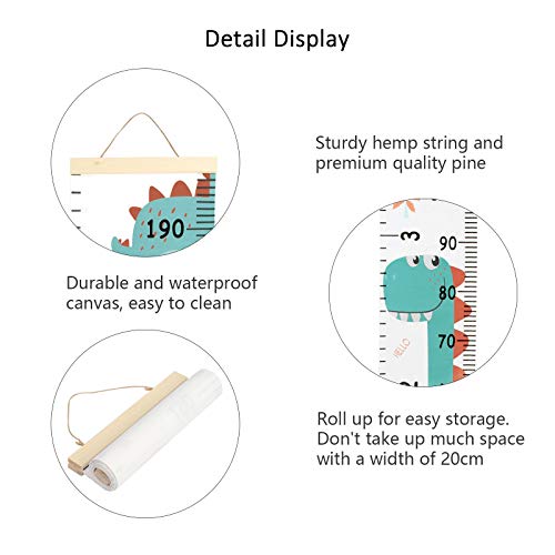 Matogle Tabla de Crecimiento Infantil Gráfica de Altura para Niños Niñas Bebés Regla Medidora Madera Animal Dinosaurio Colgar en la Pared Extraíble Decorar Dormitorio Guardería Escuela Medir Estatura