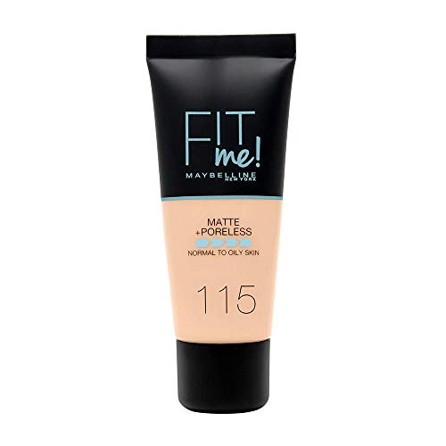 Maybelline New York - Fit Me, Base de Maquillaje Mate Afina Poros, Tono 115 Ivory - 30 ml