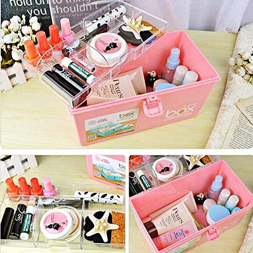 Mayish Botiquin de Primeros Auxilios Pequeño Caja de Medicamentos Botiquin Medico Caja Maquillaje Botiquín Metalico Caja Metalica de Plástico Pequeña Con Tapa, Color Rosa, 1 Paquete