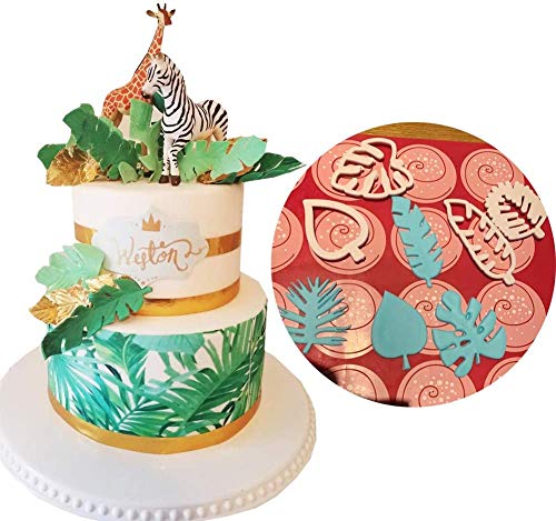 mciskin Cortador de Galletas de Hojas Tropicales - Juego de cortadores de Fondant de Hojas de Palmera Hawaiana para Pasta de Goma, Dulces de azúcar, decoración de Pasteles Luau(4 Piezas)