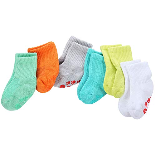 +MD 6 pares de calcetines de bambú para bebés Súper suave Suela acolchada Recién nacido Niño tobillo antideslizante Calcetines de tobillo Boy18-36M