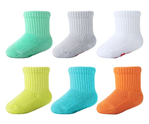 +MD 6 pares de calcetines de bambú para bebés Súper suave Suela acolchada Recién nacido Niño tobillo antideslizante Calcetines de tobillo Boy18-36M