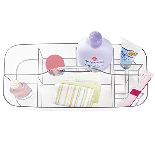 mDesign Caja organizadora de artículos de bebés – Práctico Organizador de plástico para el Cambiador con 11 Compartimentos – Organizador para Guardar Cosas para bebés – Transparente