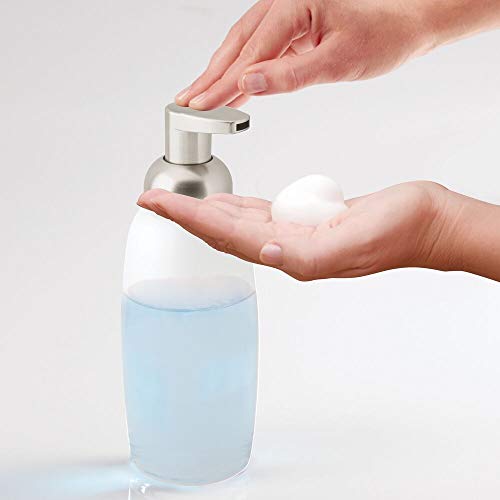 mDesign Dispensador jabon espuma rellenable - Dosificador de jabon en vidrio con capacidad de 354 ml - Dispensador de jabon liquido para cocina o baño - esmerilado/satinado