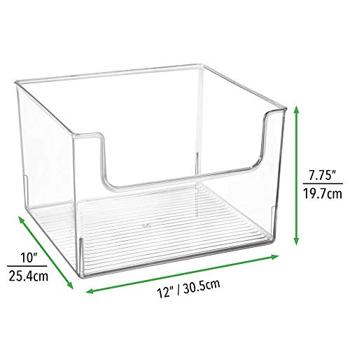 mDesign Juego de 4 cajas de almacenaje de alimentos – Organizador de nevera, armario o congelador con frontal abierto – Caja de plástico sin BPA para frigorífico – transparente