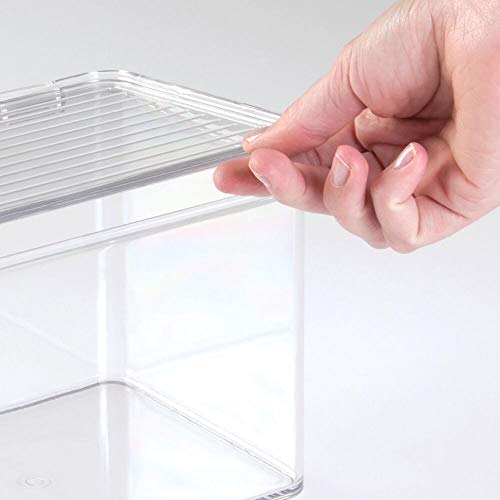 mDesign Organizador de Cocina con Tapa – Cajas apilables de Almacenamiento para despensa y estantes de Cocina – Organizador de Nevera para té, café y Aperitivos de plástico sin BPA – Transparente