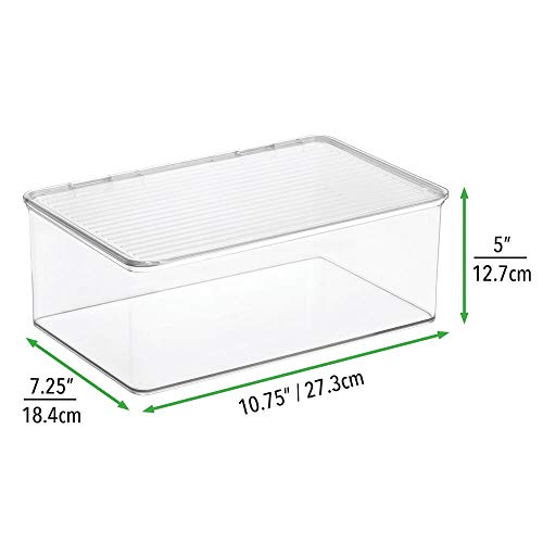 mDesign Organizador de Cocina con Tapa – Cajas apilables de Almacenamiento para despensa y estantes de Cocina – Organizador de Nevera para té, café y Aperitivos de plástico sin BPA – Transparente