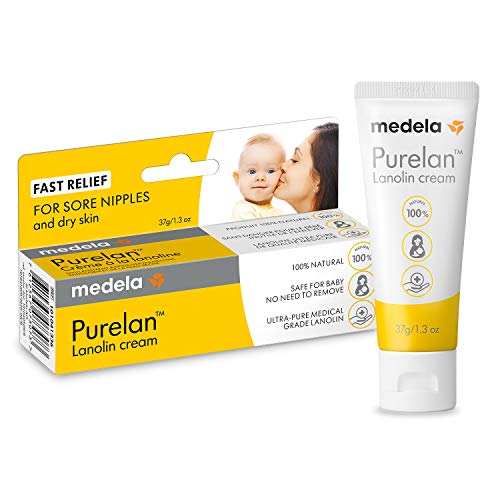 Medela Purelan crema 100% lanolina, natural y segura para la madre y el bebé sin sabor ni fragancia.Alivio rápido de los pezones doloridos y la piel seca (labios, talones, codo, culito de bebé…)