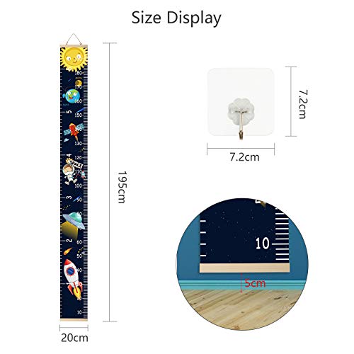Medidor de Altura Infantil SEELOK Gráfico de Crecimiento Espacio Exterior Tabla de Crecimiento Niños Planeta Regla de Altura Decoración Habitación Bebe Pared Guardería Sala de Examen Médico