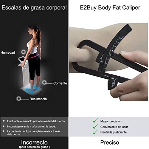 Medidor de Grasa Corporal, [2 en 1] Diyife Pinza de la Calculadora del Cuerpo del Pliegue Cutáneo con Cinta Métrica y Cuadros de Grasa Analizador de Ejercicios Encargado de la Salud