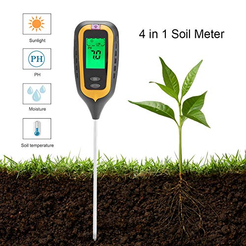 Medidor De Humedad De PH Del Suelo 4 en 1 4 en 1 LCD Temperatura De Humedad Probador De Luz Solar Herramienta Jardín De Humedad Del Suelo Monitor De Humedad Detector De Humedad Para Plantas