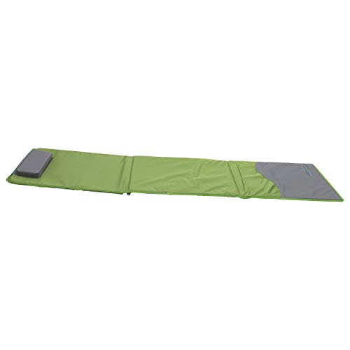 Meerweh Strandmatte XXL mit Lehne Strandliege Isomatte Picknickdecke ca. 200x60cm Tumbona, Tela, Verde/Gris, 200 x 60 x 68 cm