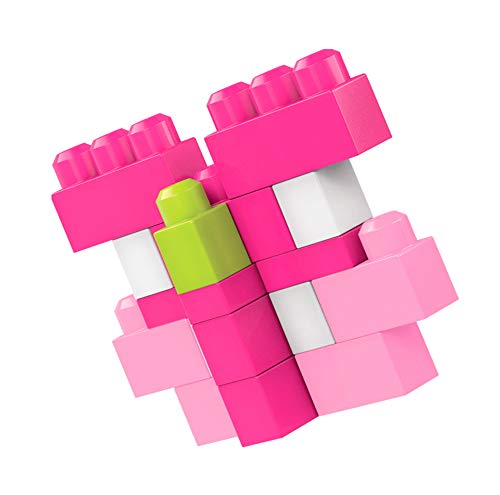 Mega Bloks Juego de construcciones 80 piezas con bolsa ecológica rosa, juguete bebé +1 año (Mattel DCH62)