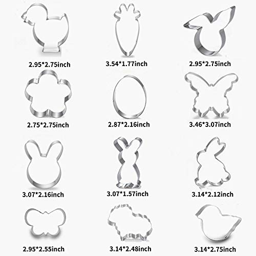 Meilo Moldes Juego de Cortadores de Galletasde,moldes Galletas,Moldes de Galletas Cortador Acero Inoxidable para Pastel, Cookie, Fondant(12 Piezas)