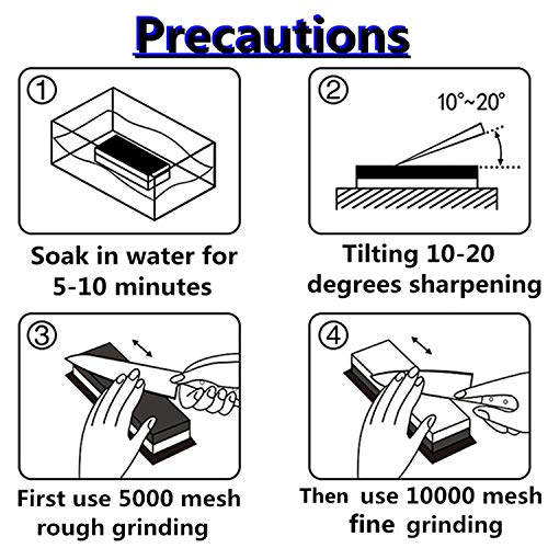 Meiyijia Piedra de Afilar, Grano 5000/10000 de Doble Cara,Incluido Piedra de Aplanamiento,Corindón Blanco con Base de Bambú, Almohadilla de Silicona,Incluyendo - Guía de Ángulo