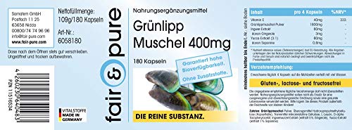 Mejillón de labios verdes 400mg - Con jengibre, yuca y vitamina E - Alta pureza - 180 Cápsulas