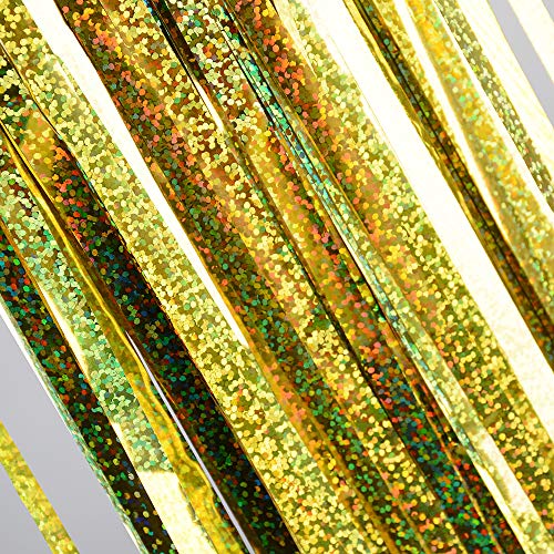 MEJOSER 6pcs 2mx1m Cortinas Brillantes Metálicas Fiesta Dorado Cortinas Oropel Decorativa Flecos Photocall Boda Navidad Cumpleaños Pared Ventana Hogar Hotel