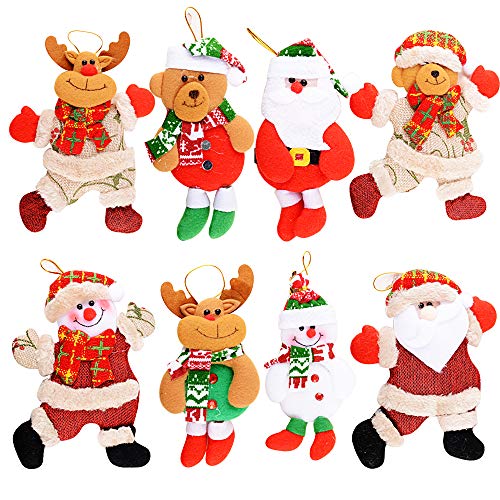 MEJOSER 8Piezas Adornos árbol Navidad Colgantes Muñecos Papá Noel Ornamentos de Navidad Decoración Fiesta Regalo Adornos Navideños Manualidades