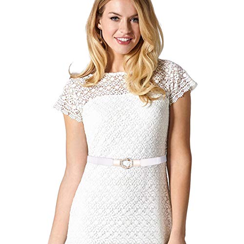 MELLIEX Cinturón de Cintura para Mujer, Cinturón Fino de Elástica para Vestido Fiesta Boda, Negro y Blanco