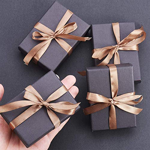 Mengger 12Pcs cajas de cartón kraft pequeñas regalo caja de joyas con tapa Rectángulo de Kraft Marrón para Exhibición de Regalos de Anillo de Collar 9x7x3 cm