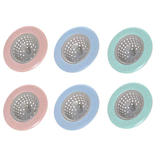 Mengger Filtro de Tapón Drenaje Colador Baño Fregadero Cocina Lavabo Desague 6 Piezas Universales Silicona Cubierta Pelo Protectores de Colador para Lavabos Coladores filtros Tapa de desagüe Tapones