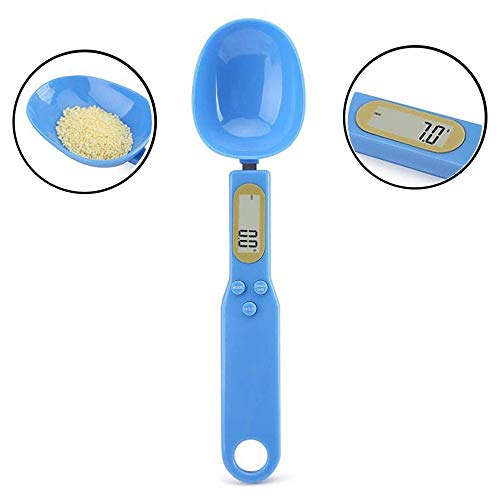 Mengshen Cuchara Bascula Cocina portátil Báscula de hogar y cocina de alta precisión 1.1 lb / 500 g (0.1 g) precisa LCD electrónico Herramientas de pesaje de medición digital Accesorios de cocina Azul