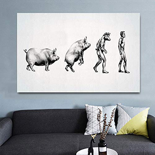 Mengyun Store Human Evolution Wall Art Canvas Painting Poster and Prints Wall Pictures Impresión En Lienzo para Pintar para La Decoración De La Sala De Estar Sin Marco A69 (40X50Cm)