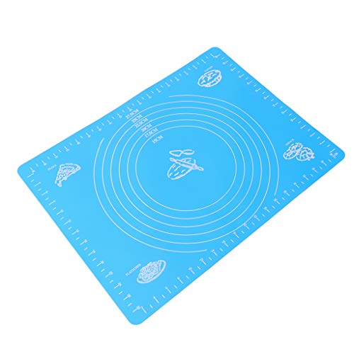 MENTIN alfombra de horno Patisserie de silicona antiadherente reutilizable Baking Mat Fondant pasta con medición, 40 x 30 cm, silicona, azul, 40 x 30 cm