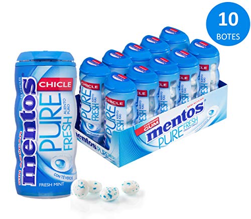 Mentos Chicle Menta, Sin Azúcar - 10 unidades de 30 gr. (Total 300 gr.)