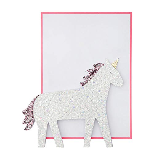 Meri Meri, tarjeta de cumpleaños con purpurina de unicornio, decoración de fiesta